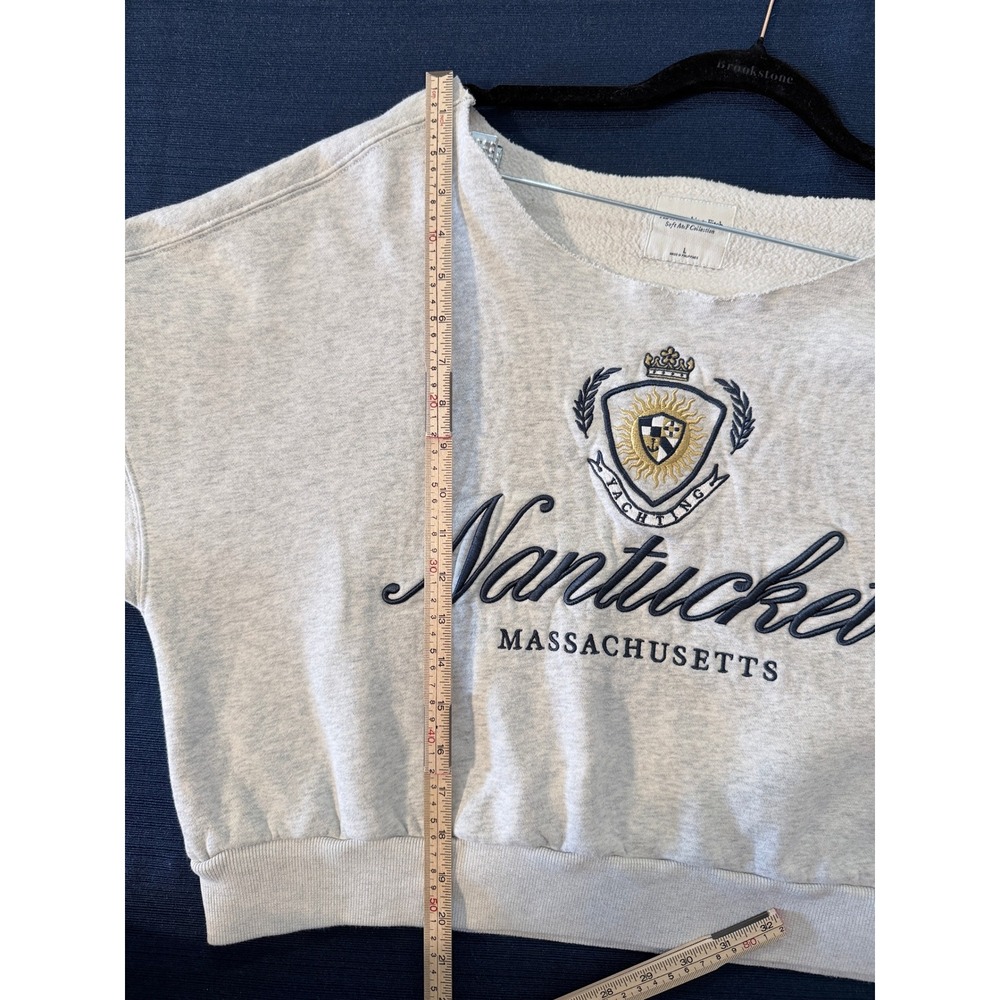 Abercrombie & Fitch Nantucket Yachting Coastal Sweatshirt Large Gray Crop Preppy - Picture 7 of 10